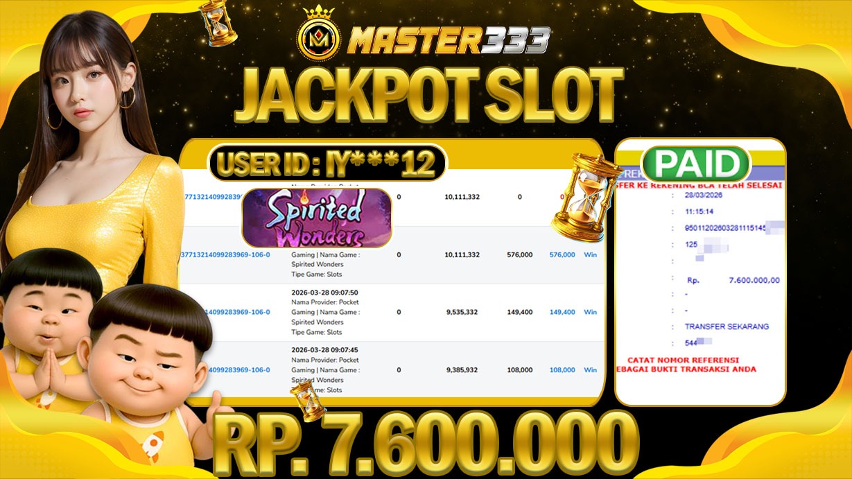 JACKPOT Rp 7.600.000 JUTA DIMASTER333 LANGSUNG DI BAYAR LUNAS